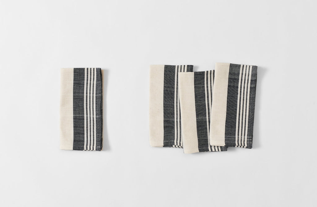 White and Black Wide Stripe Cotton Napkin