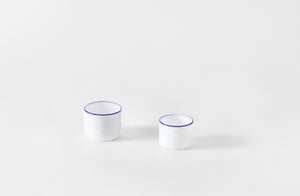 Milk Glass with Navy Rim Cups