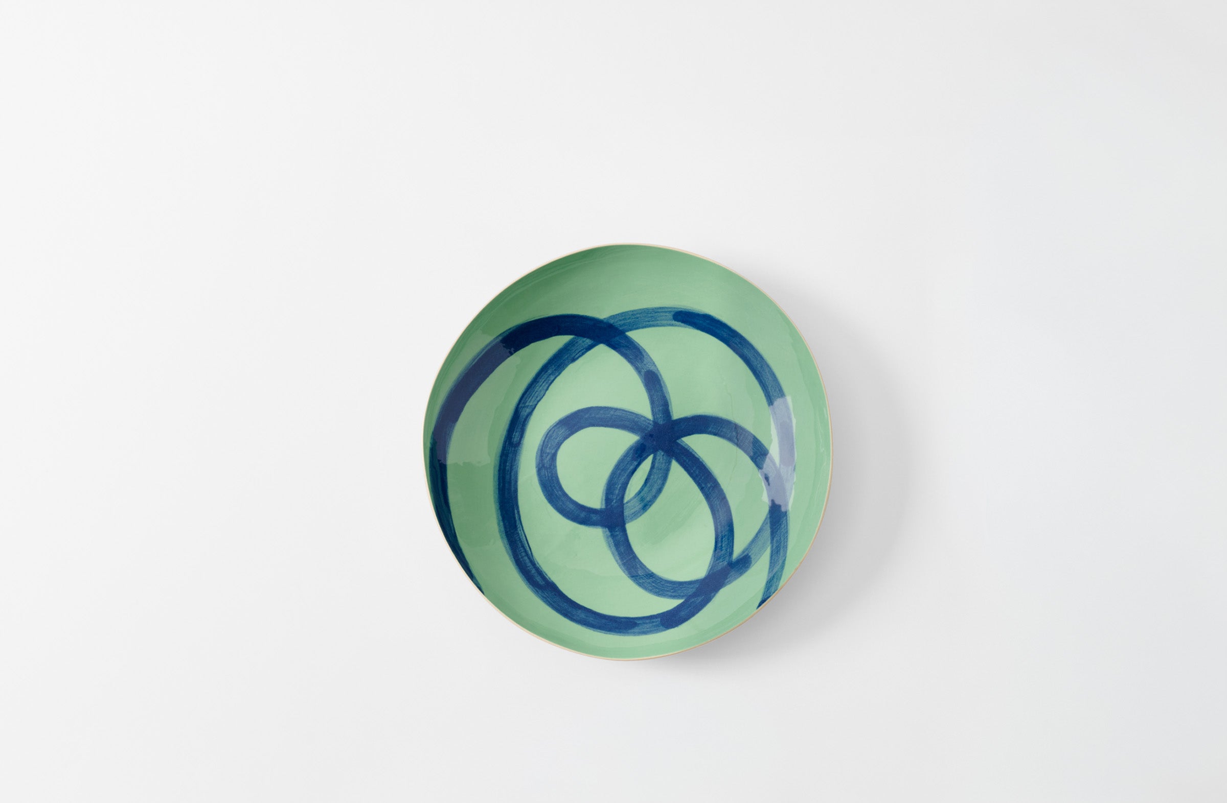 Brickett Davda Deep Pea Green with Ink Swirl Pasta Plate