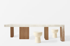 Faye Toogood Sculpture Table with Faye Toogood Roly Poly Stools.