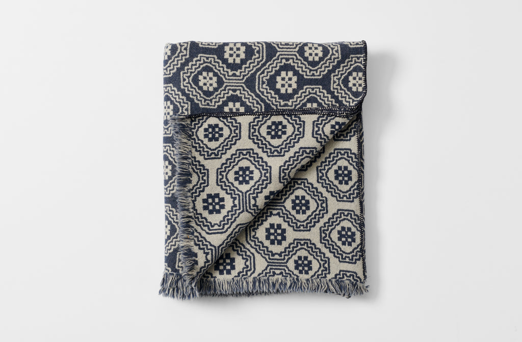 Navy and Natural Cerpa Throw Blanket MARCH