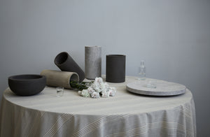Grey and Off-White Stripe Round Tablecloth