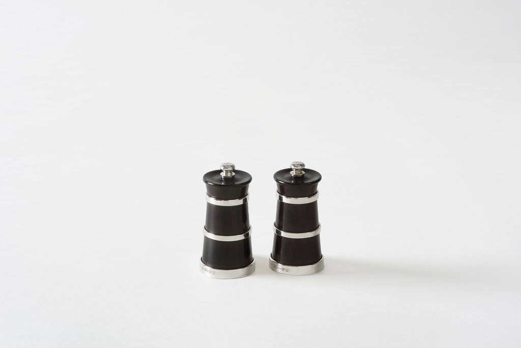 Blackwood and Silver Churn Salt and Pepper Mills