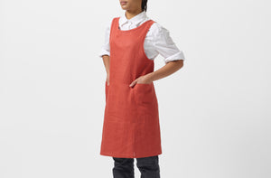 At Work MARCH Rust Linen Cross Back Apron