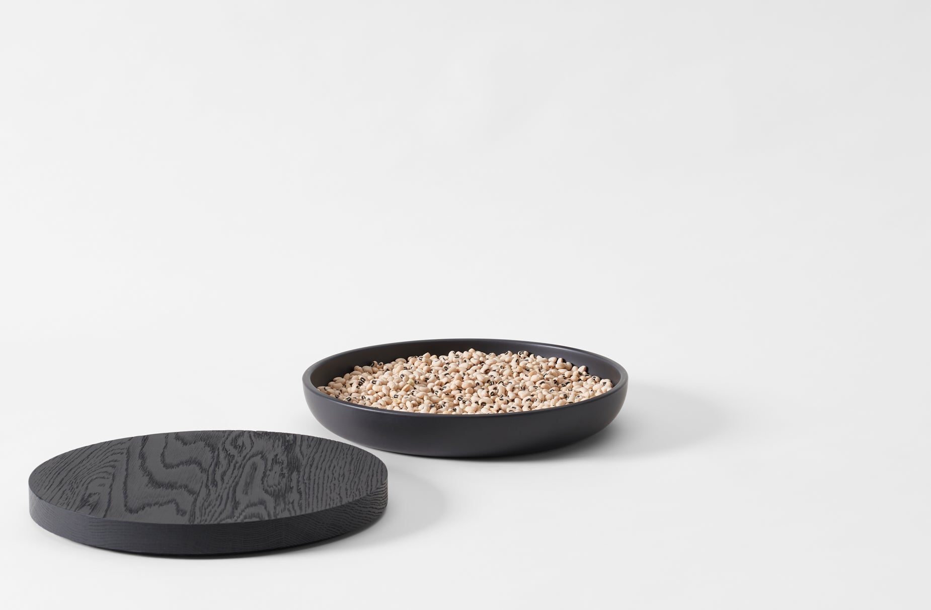 Vincent Van Duysen Black Shallow Container with Black Oak Lid