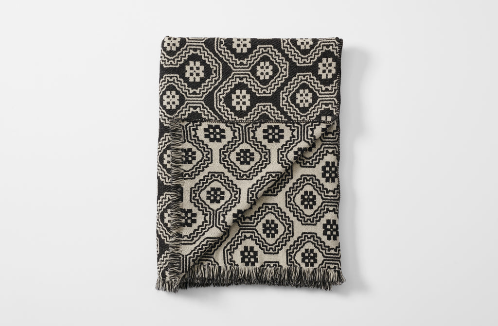 Black woven throw discount blanket