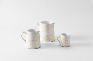 Cream on White Splatterware Pitchers