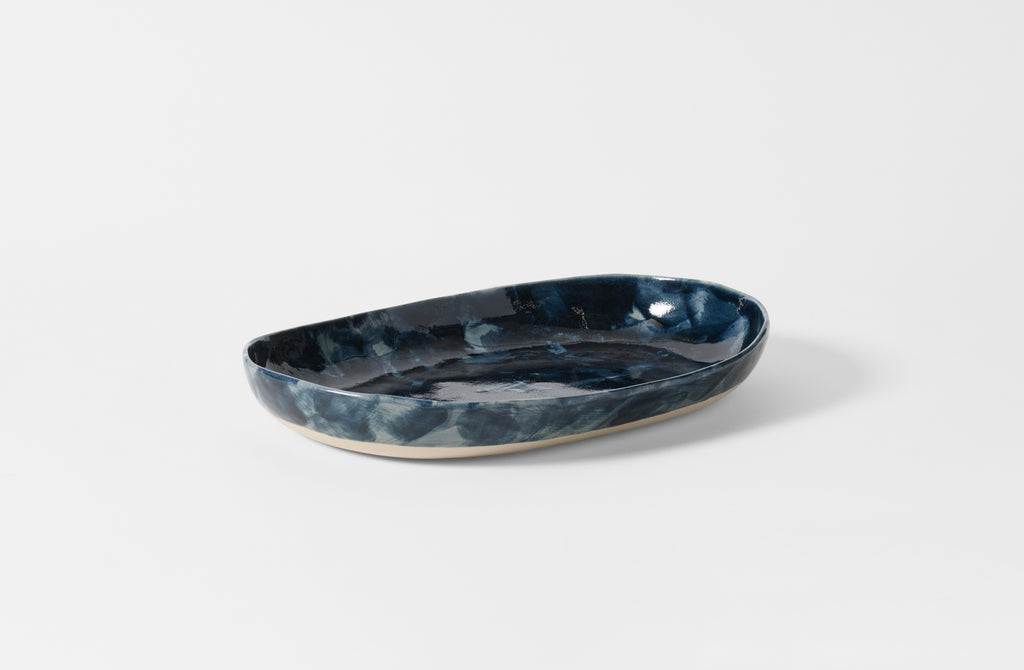 Christiane Perrochon Dark Indigo Painted Oval Serving Bowl