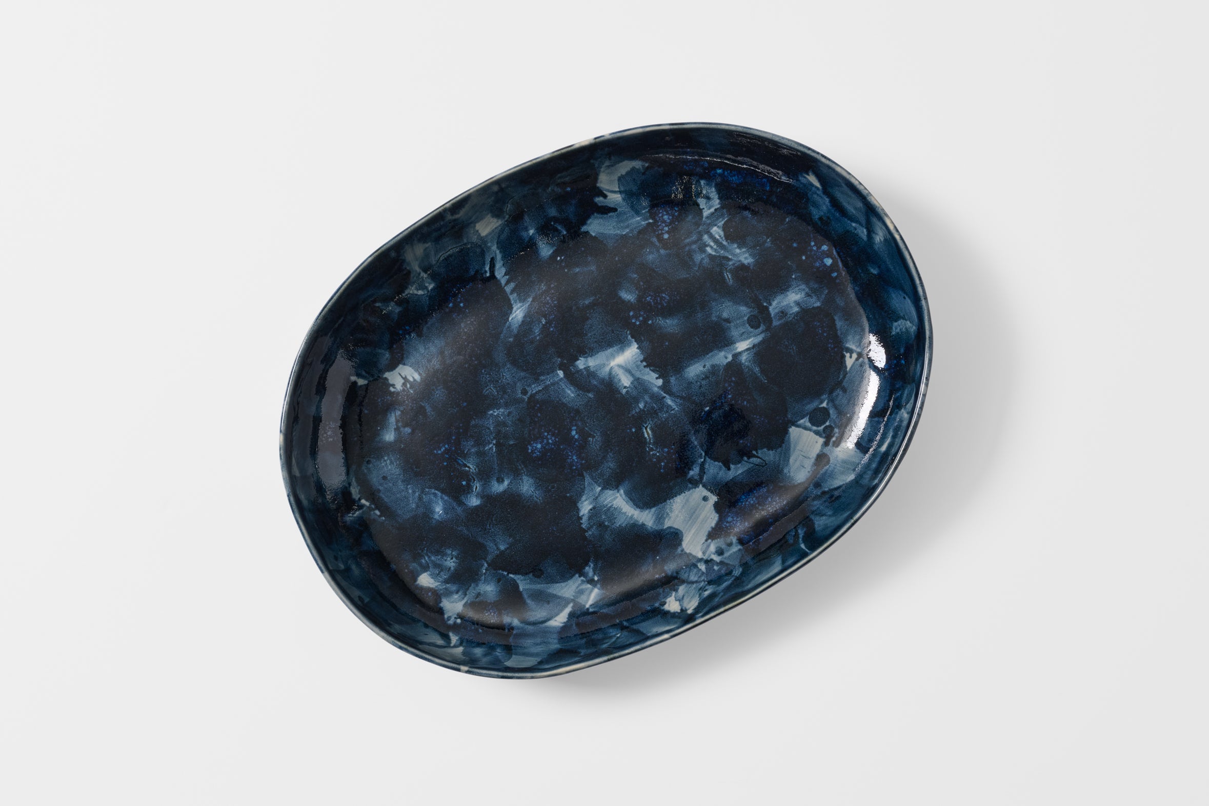 Christiane Perrochon Dark Indigo Painted Oval Serving Bowl