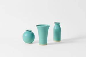 Trio of Christiane Perrochon turquoise vases.