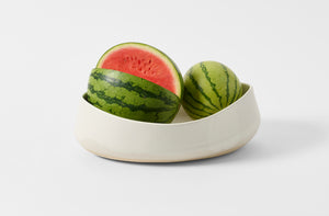 Christiane Perrochon white deep oval serving dish with watermelons.