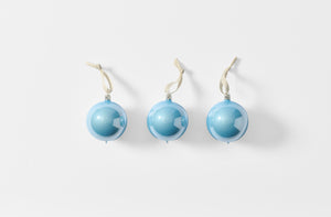 Set of 3 Fjord blue ornaments.