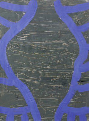 Gary komarin yves blue on black vessel enamel on paper painting  
