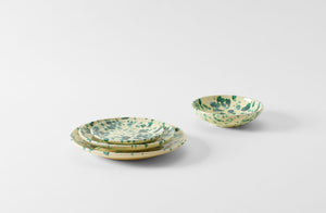 Green on Cream Splatterware Dinnerware