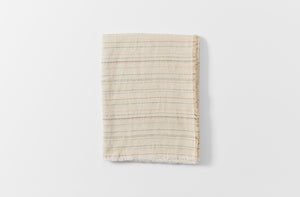 Greta natural stripe tablecloth folded
