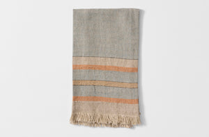 Grey blue strip linen kitchen towel.