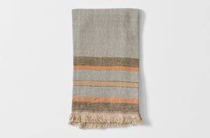 Grey blue strip linen kitchen towel reverse