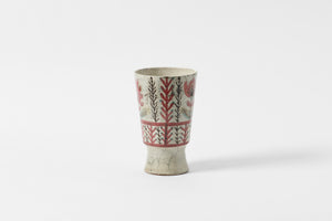 Gustave Reynaud 1960s red motif stoneware vase.