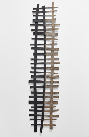 Jonathan Kline narrow black grey open grid sculpture.