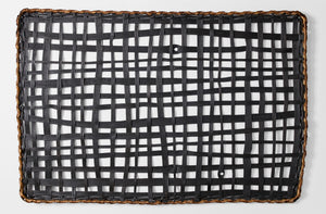 Jonathan Kline large black rectangle open grid tray.