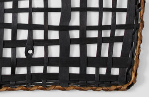 Jonathan Kline large black rectangle open grid tray detail.