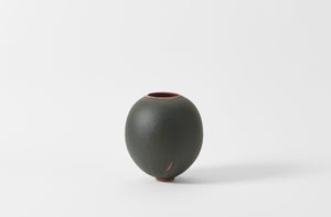 Karen Swami black red stoneware round vessel