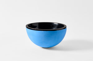 Blue slip and black urushi Karen Swami bowl.