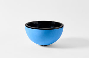 Blue slip and black urushi Karen Swami bowl.