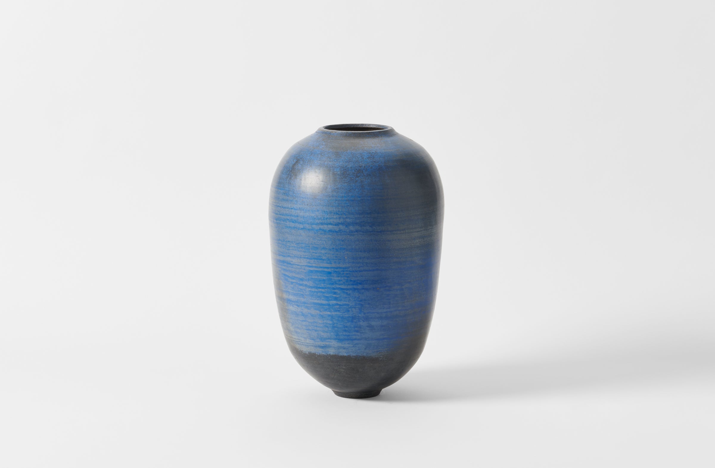 Karen Swami blue smoke fired extra large vessel with gold kintsugi