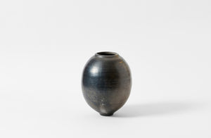 Karen Swami brown large smoke fired vessel with gold kintsugi.