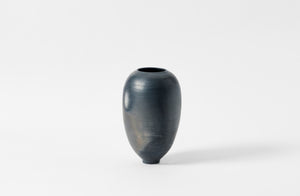 Karen Swami large smoke fired vessel with gold kintsugi.