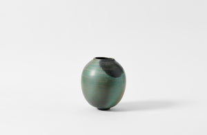 Karen Swami Turquoise Smoke Fired Vessel with Gold Kintsugi