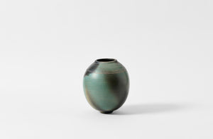 Karen Swami Turquoise Smoke Fired Vessel with Gold Kintsugi