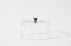 Kelly Wearstler knobbed glass dome for black ash cake stand