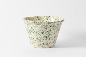 Extra large green splatterware basin bowl.