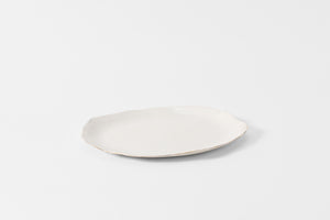 Large White Molosco  serving platter with gold rim. 