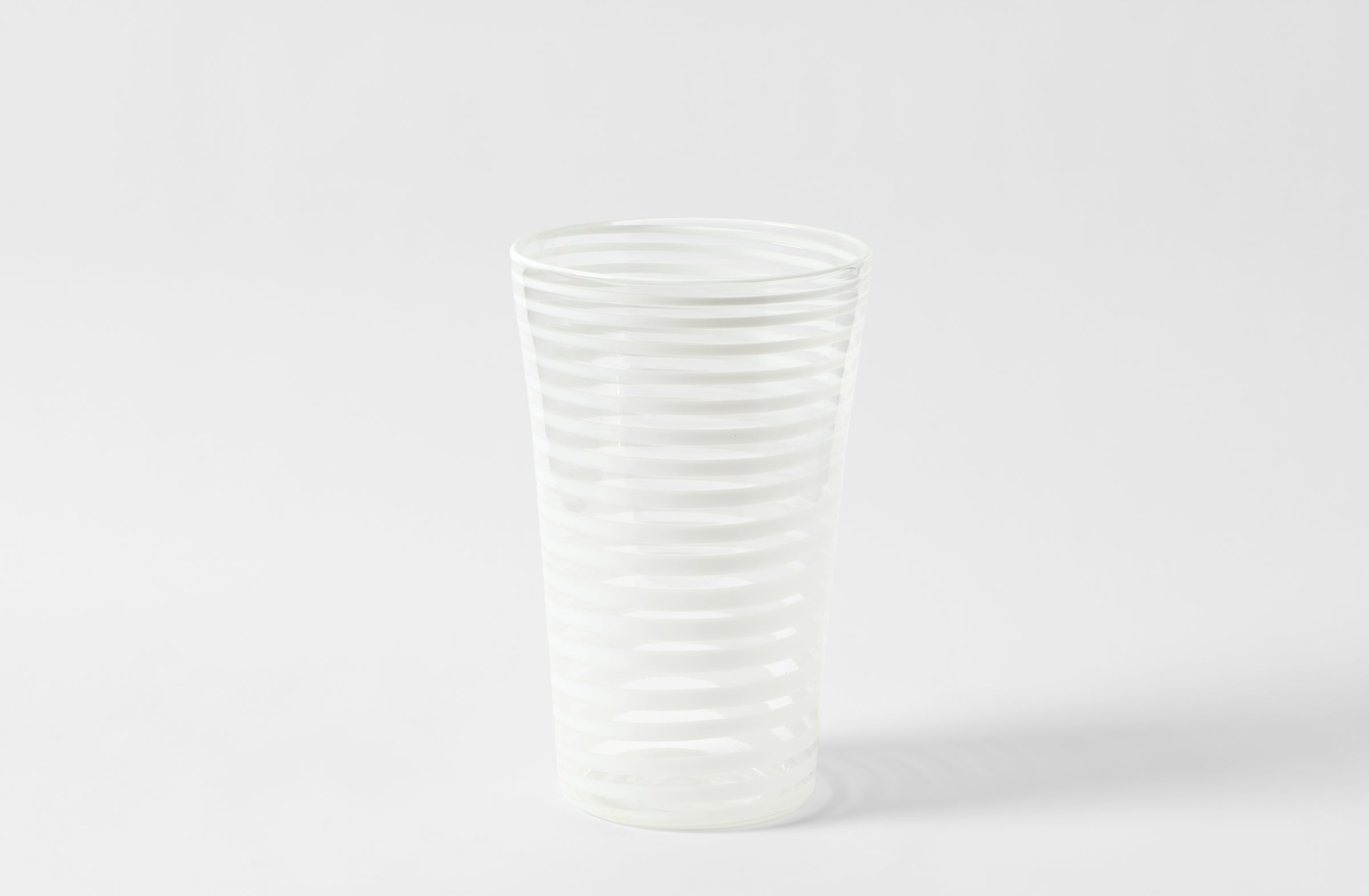 Giant white stripe murano glass vase.
