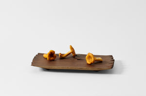 Noa Hanyu mountain cherry rectangle tray no. 1 with trio of mushrooms.