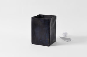 Peter Speliopoulos leather waste basket.