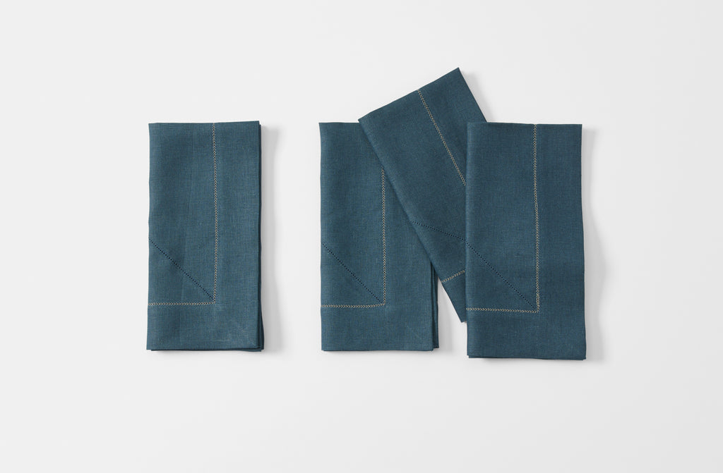 Peter Speliopoulos Ceramic Blue Linen Hemstitch Napkin