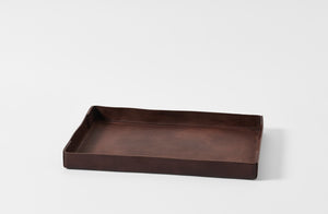 Peter Speliopoulos chestnut leather large rectangle tray.