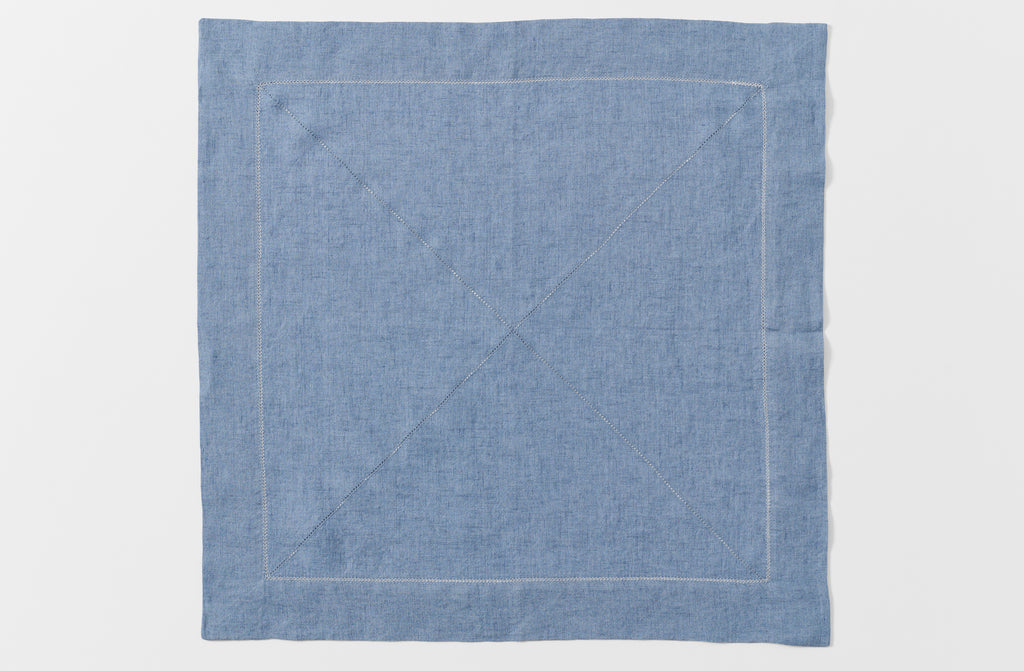 Peter Speliopoulos light wash denim linen napkin open