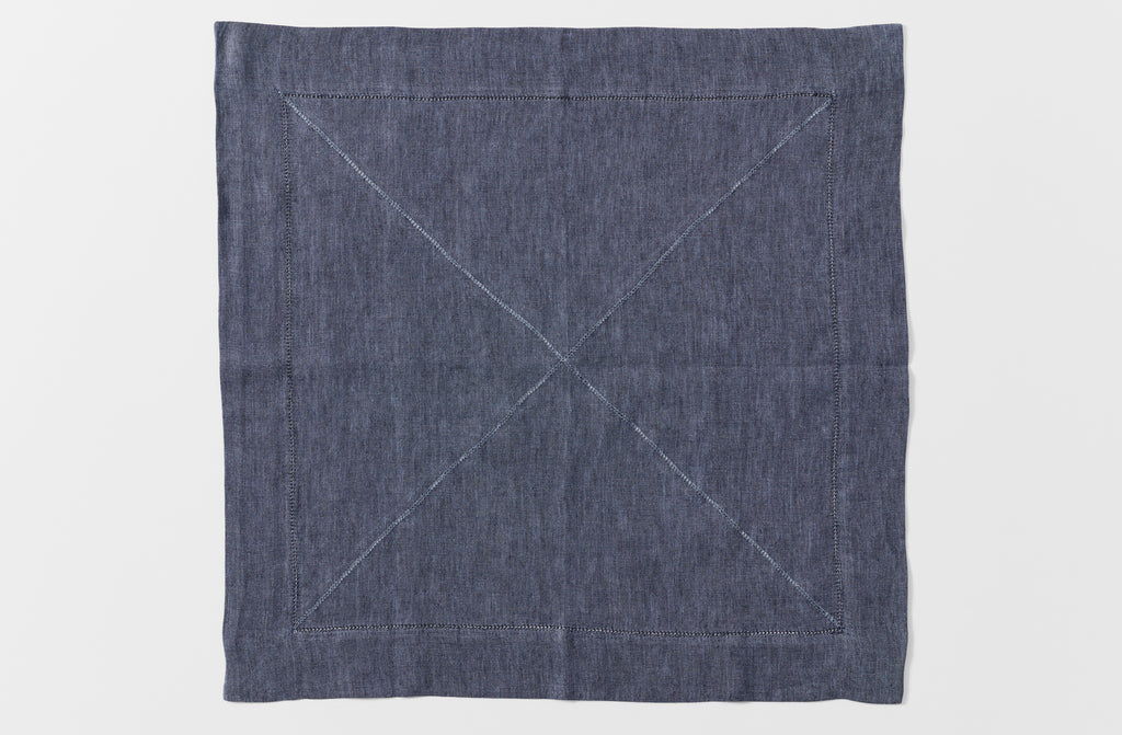 Peter Speliopoulos mid wash denim linen napkin open