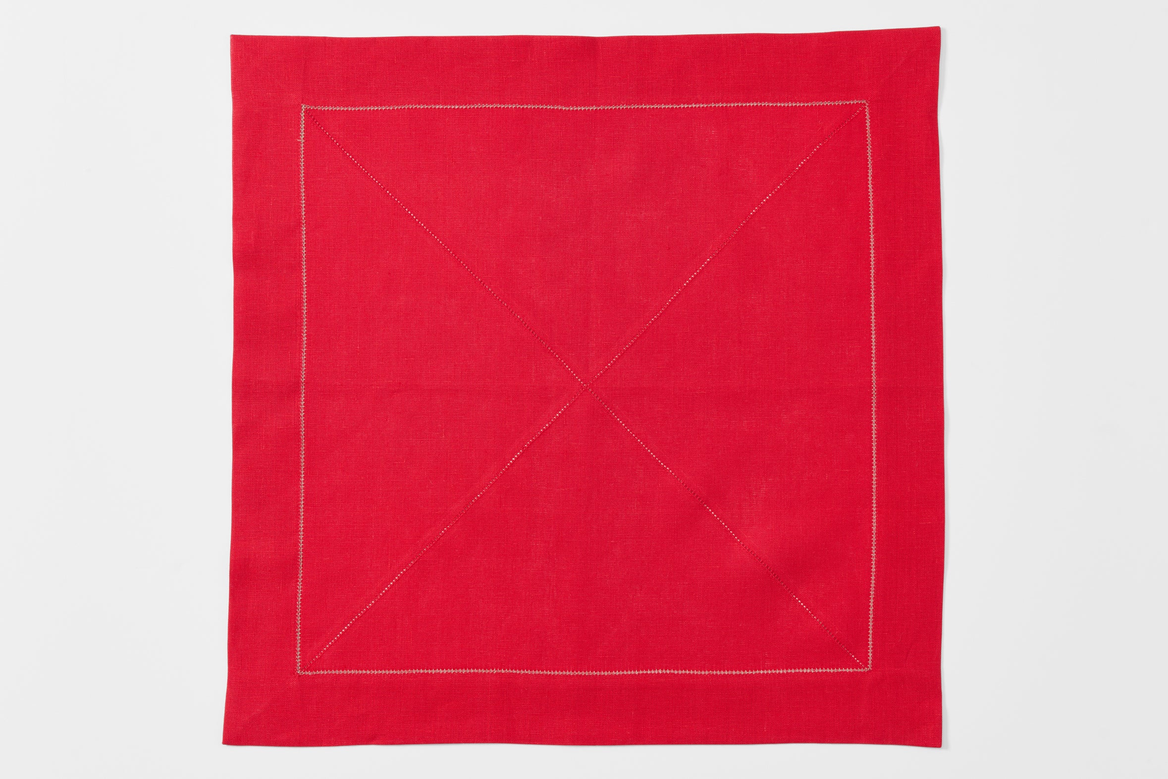 Peter Speliopoulos red hemstitch linen napkin.
