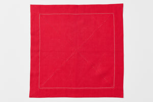 Peter Speliopoulos red hemstitch linen napkin.