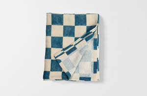 Hand Printed Large Check Tablecloth