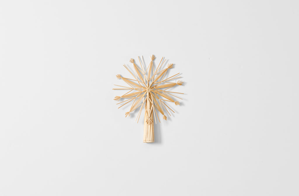 Straw snowflake tree topper.