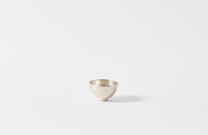 A Takashi Endo silver bowl on white background.