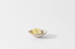 Takashi Endo small white shallow bowl holding half of an apple.