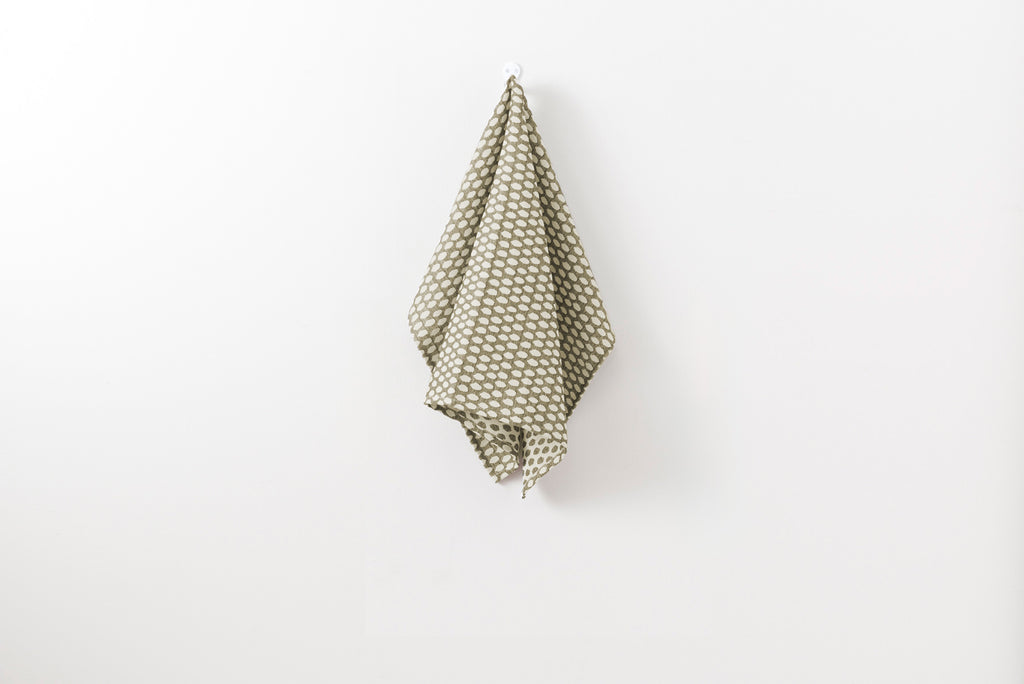 Tori Murphy Elca Kitchen Towel hanging.